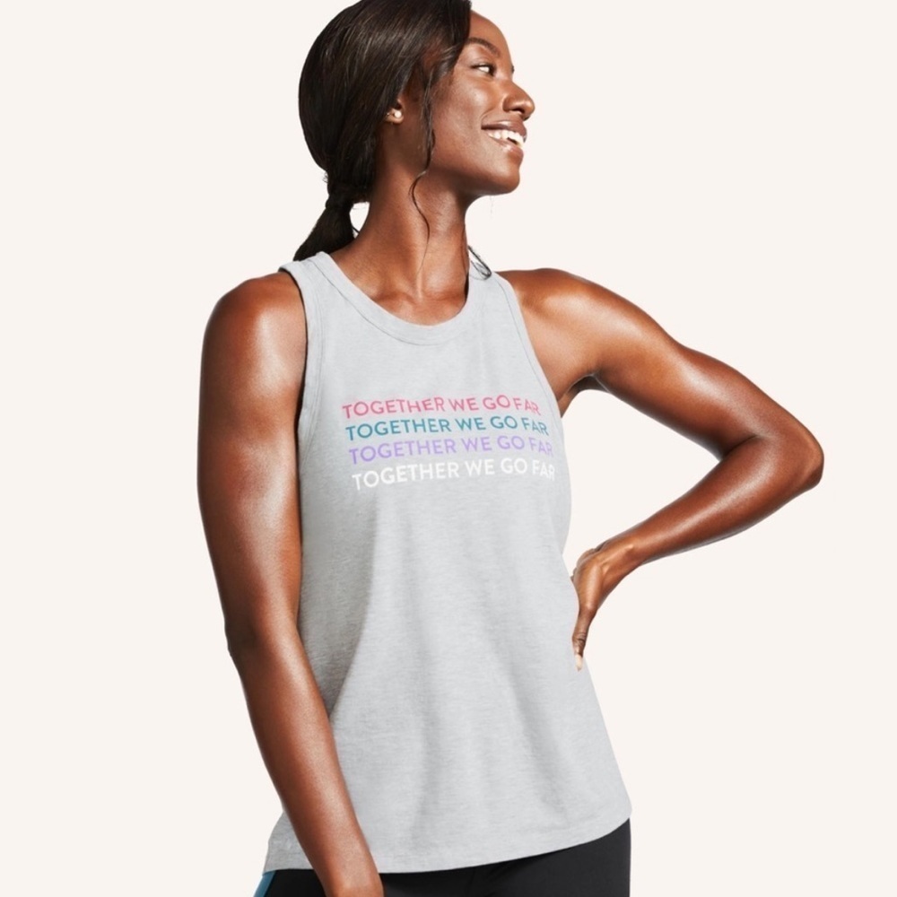 NWT Peloton Go To Racerback Graphic Tank Top in Grey